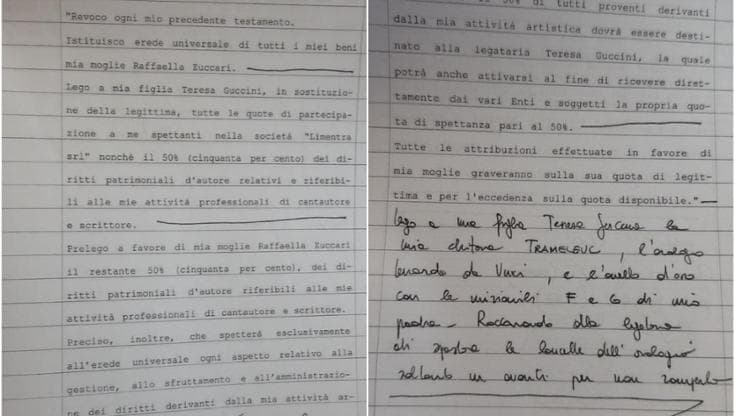 Guccini, il secondo testamento: le case di Pavana e via Paolo Fabbri alla moglie Raffaella