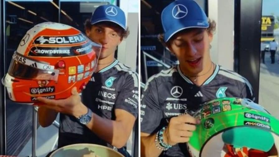 Kimi Antonelli svela il casco per il GP di Monza: l’iconico omaggio a Valentino Rossi