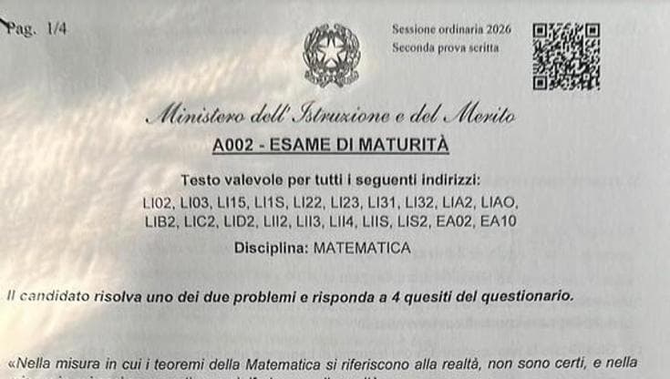 Matematica alla Maturità, dallo scopone al terremoto del Friuli tra i quesiti per lo scientifico