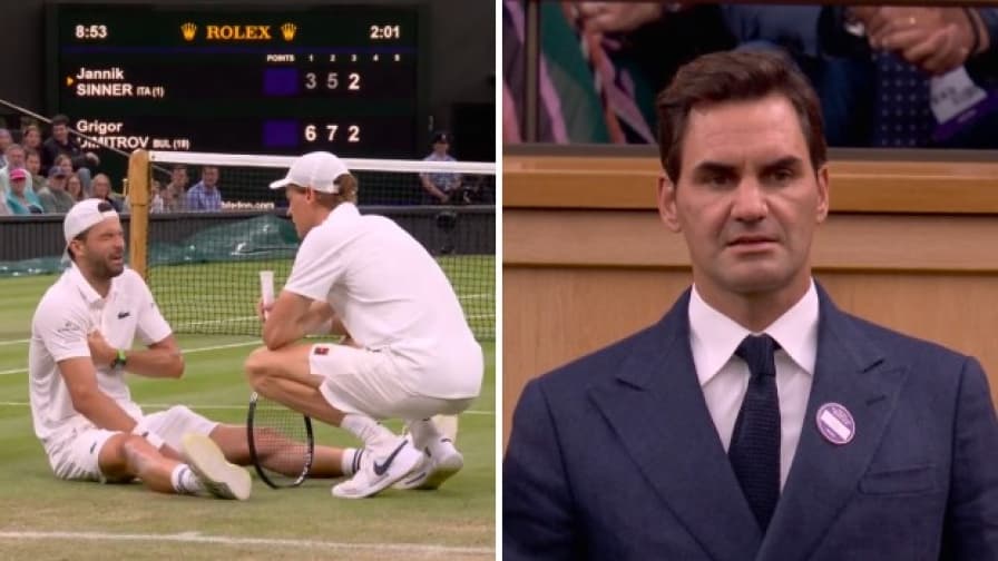 Federer sotto shock: reagisce così all'infortunio di Dimitrov