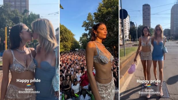 Elodie e Franceska insieme al Pride di Milano: il bacio fa impazzire la folla