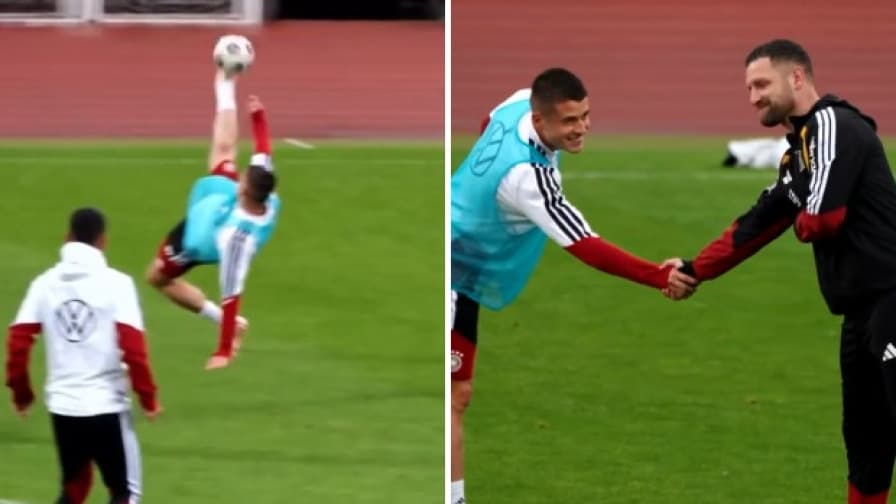 Tresoldi gol pazzesco con la Germania in allenamento: rovesciata splendida