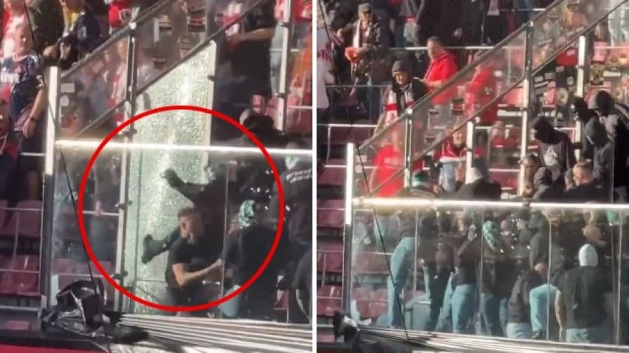 Panico in Germania: tifoso sfonda il vetro del settore ospiti durante la partita