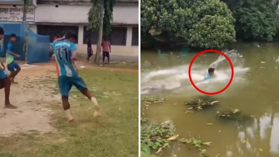 Gol finito male: segna e... finisce in un lago! Il video dal Bangladesh è esilarante