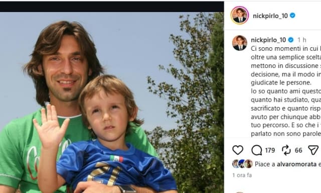 Pirlo jr difende il padre: "Deluso e amareggiato per come è stato giudicato"