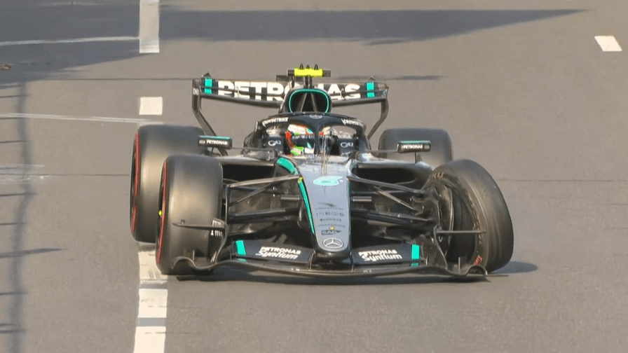 Qualifiche Gp Azerbaigian: highlights: Kimi contro il muro, bene Leclerc, pole Russell